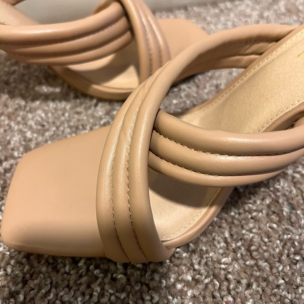 Olivia Jaymes Criss Cross Strap Mule Heels